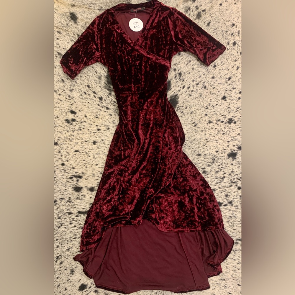 Crazy Train Velvet Wine Midi Dress